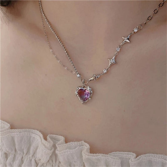 Crystal Heart Cross Star Necklace