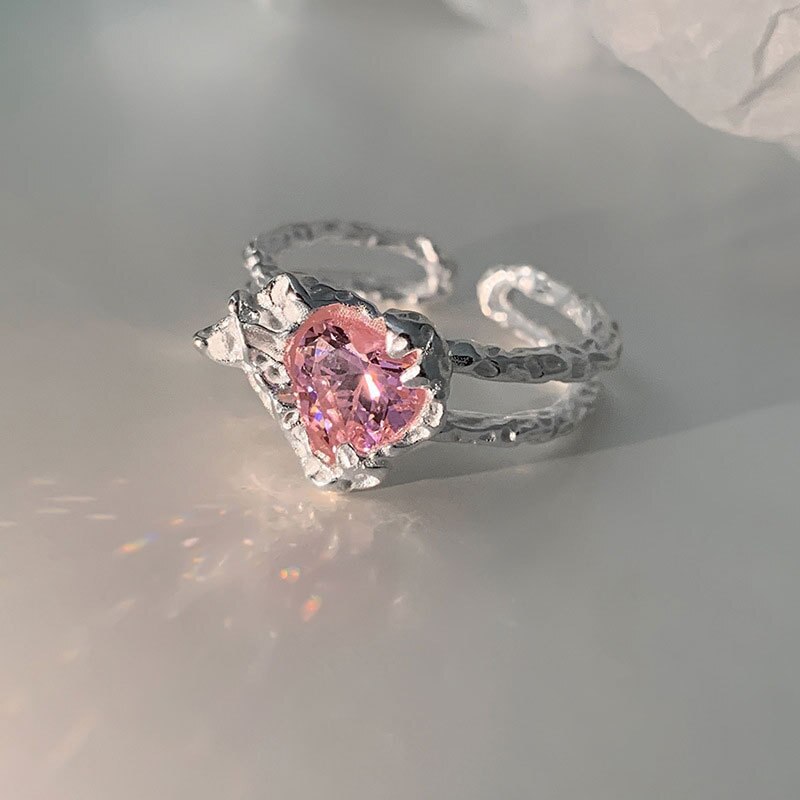 Pink Crystal Heart Ring